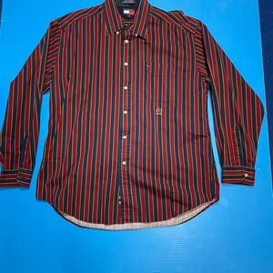 Tommy Hilfiger Red and Green Striped Button Down Shirt